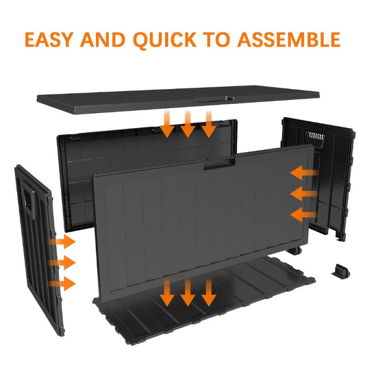 Deck Box with Handles & Wheels, 35 or 75 Gallons for Patio Storage