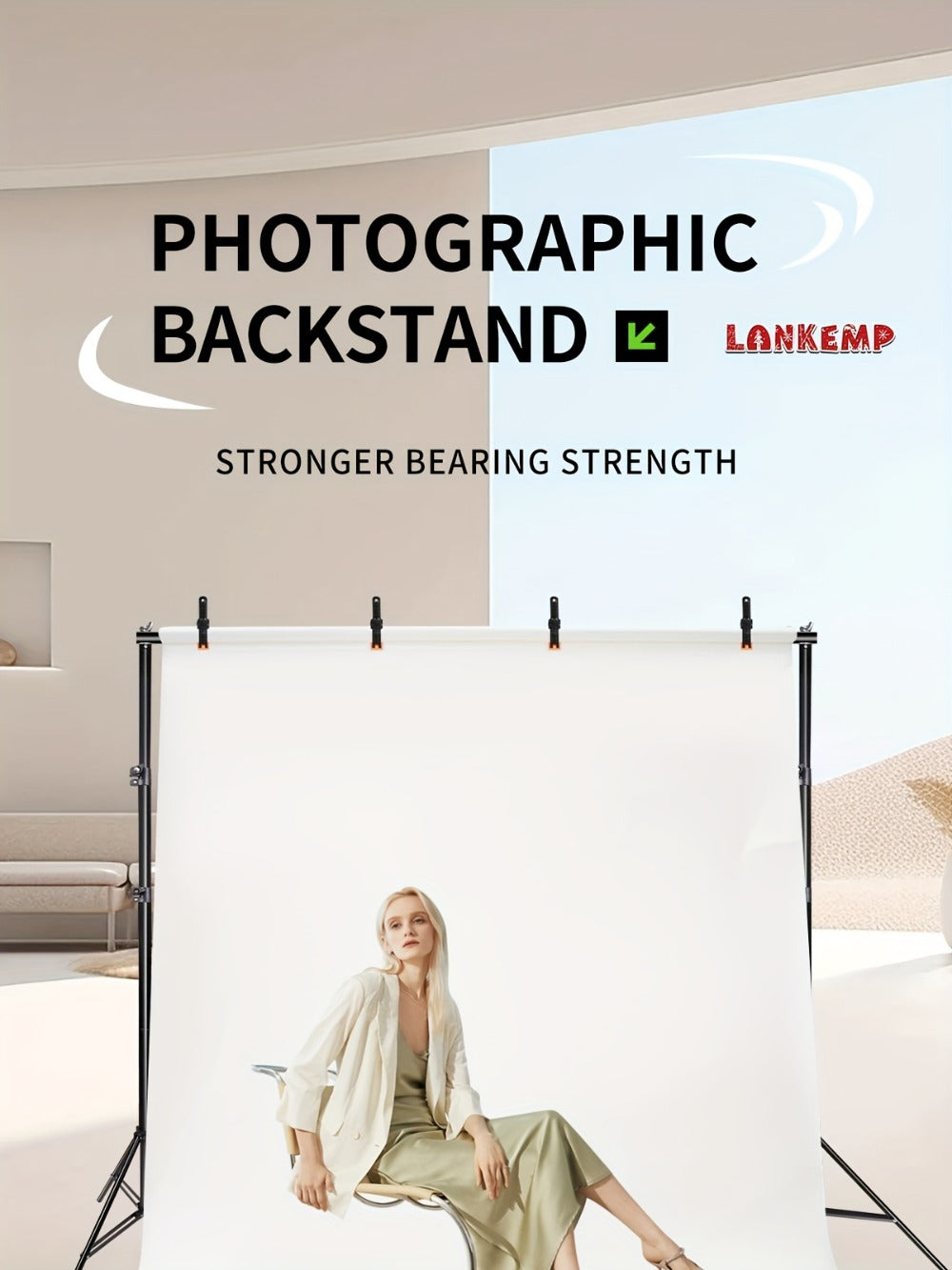 Photography Backdrop Kit 6.6x6.6 Ft 2x2M with 4 Clips for Weddings Parties Photo Booth Events Decoration Projection Screen Background LANKEMP