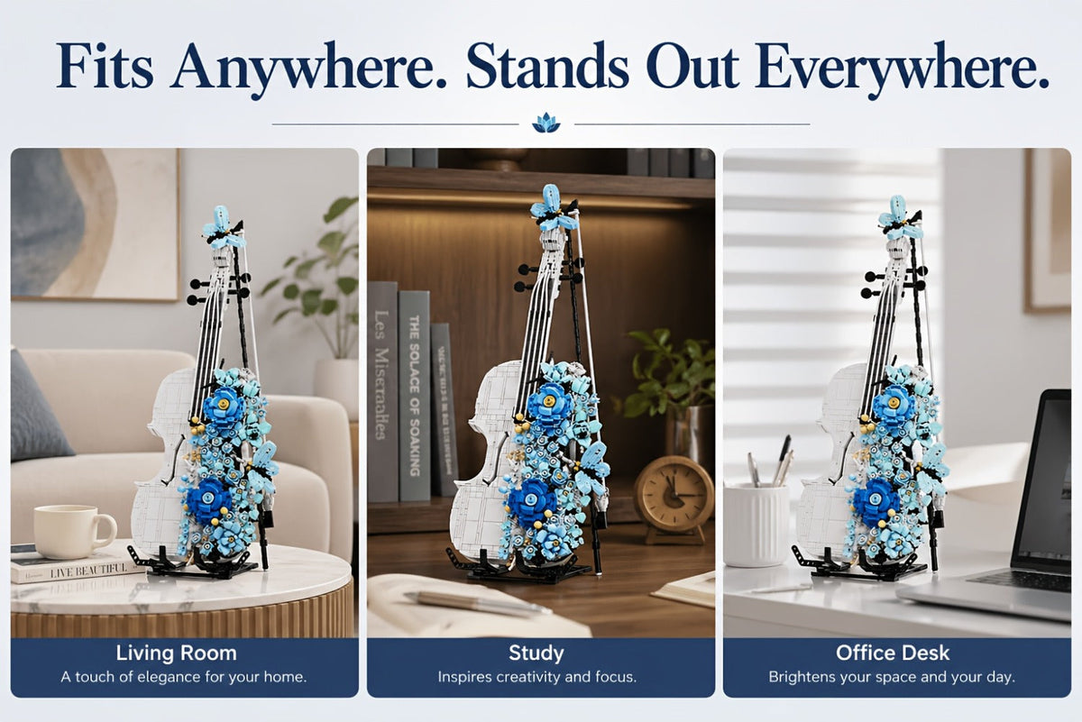 Flower Violin Building Block Set, 1,419-Piece 3D Model