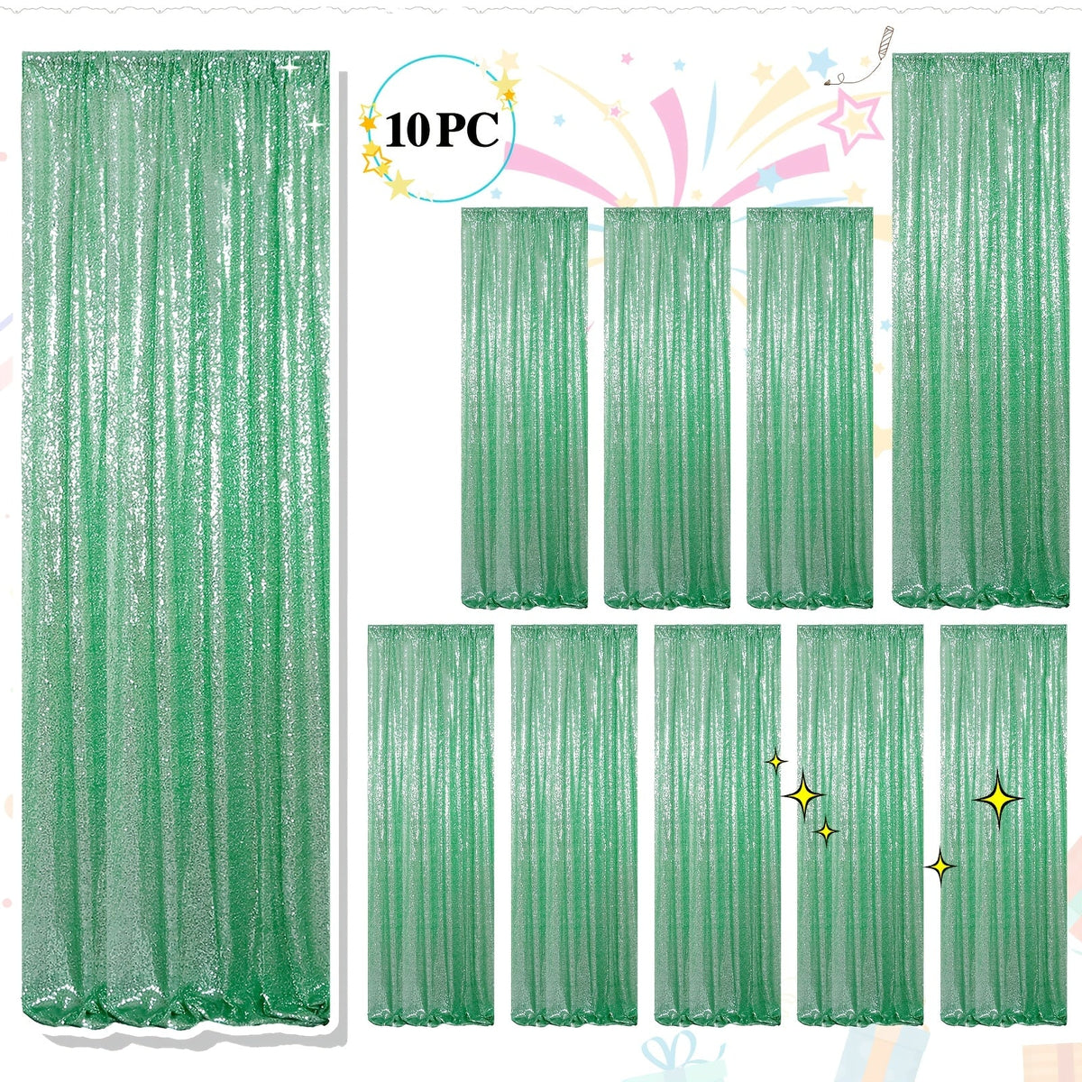 Sequin Backdrop Curtains 2FTx8FT Glitter Photography Background Panels for Party Wedding Birthday Stage Decoration Gold Yellow Shimmer Curtain Set 4 6 10 Panels Available