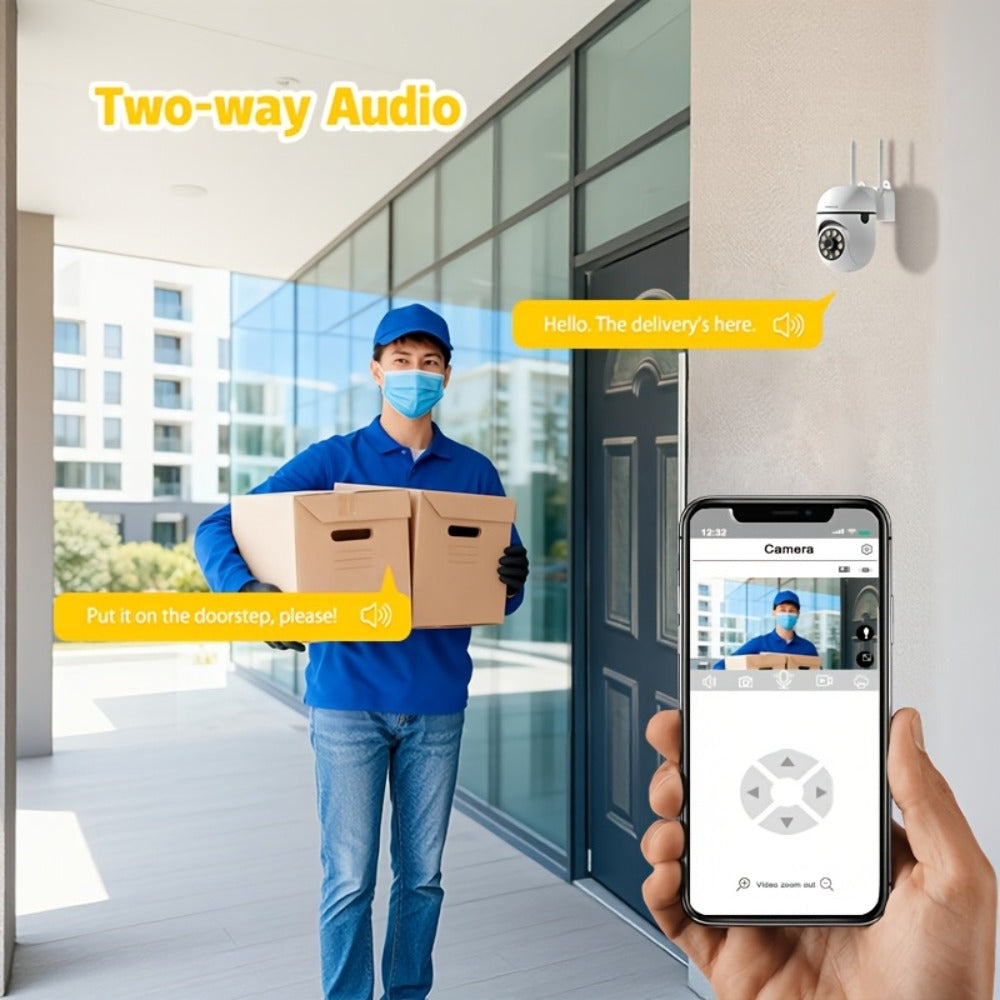 1080P WiFi Security Camera Indoor Outdoor, 360° Pan Tilt Zoom, Color Night Vision, Two-Way Audio, AI Motion Detection, Spotlight Alarm, Cloud & TF Card Storage, Remote Monitoring Home Security