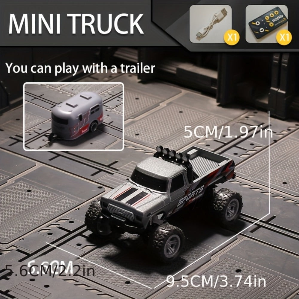 1:64 Scale Mini RC Off-Road Truck with Shock Absorbers, Alloy Body