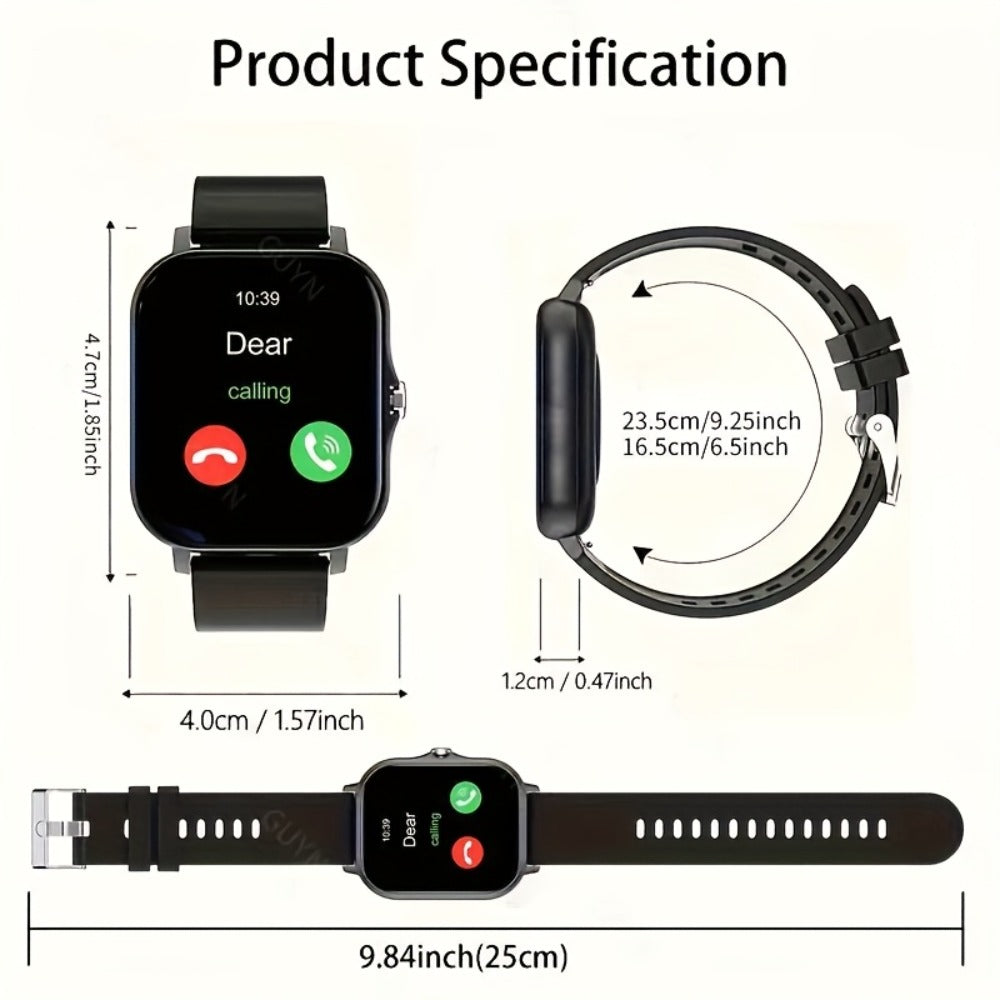 Smartwatch for Men Women with Bluetooth Calling, 1.83" Full Touch Screen Large Dial, Weather Notification, Sports Tracker & Pedometer, Multiple Sport Modes, USB Rechargeable – Unisex Gift Smart Watch Gold Silver Black