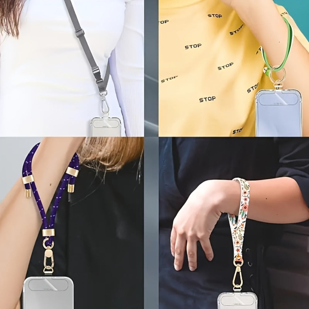 Phone Lanyard Patch 30pcs Transparent TPU Adhesive Pad Metal Buckle Anti-Lost Hook Universal DIY Strap Tether Kit for Phone Cases Keys AirPods Accessories – Clear