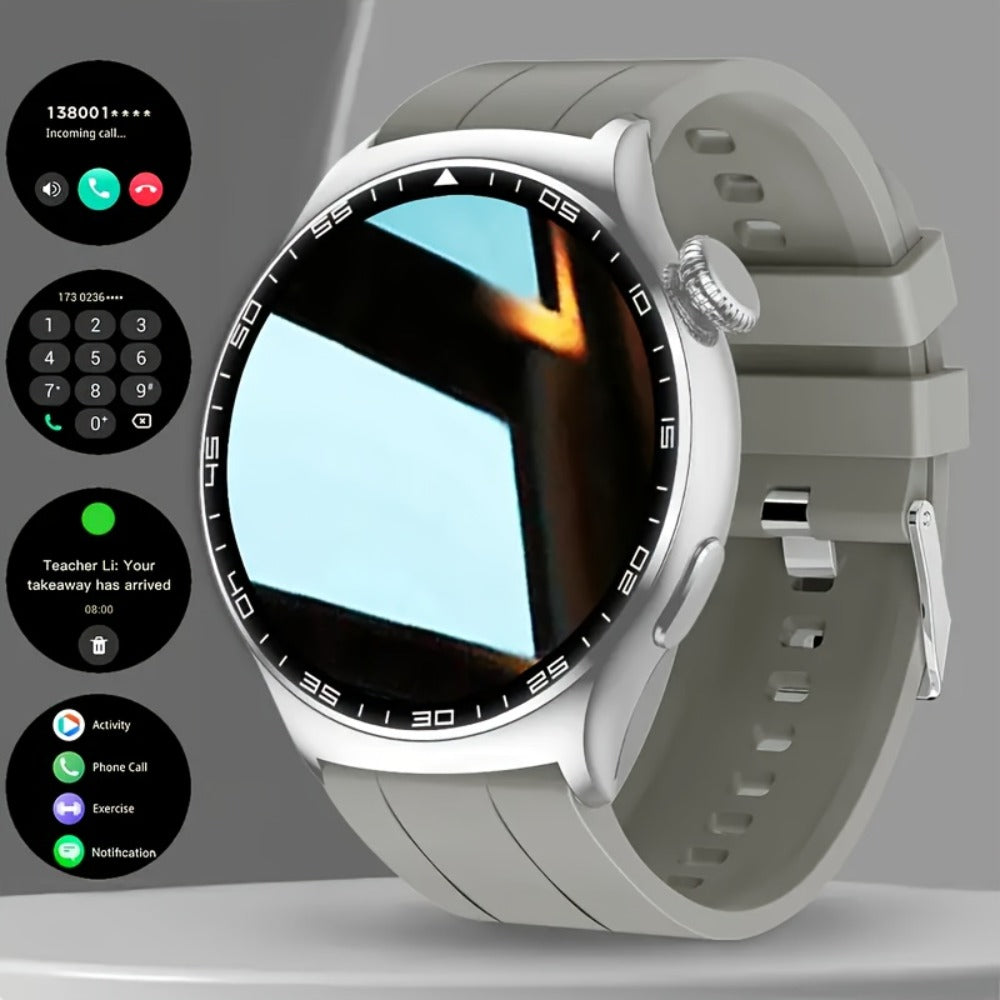 Unisex Smartwatch 1.52" HD Full Touch Screen, Wireless Calling & Text Messages, Multi-Sport Fitness Tracker, Remote Camera Control, Premium Alloy Case & Silicone Strap, USB Charging – Android & iPhone Compatible