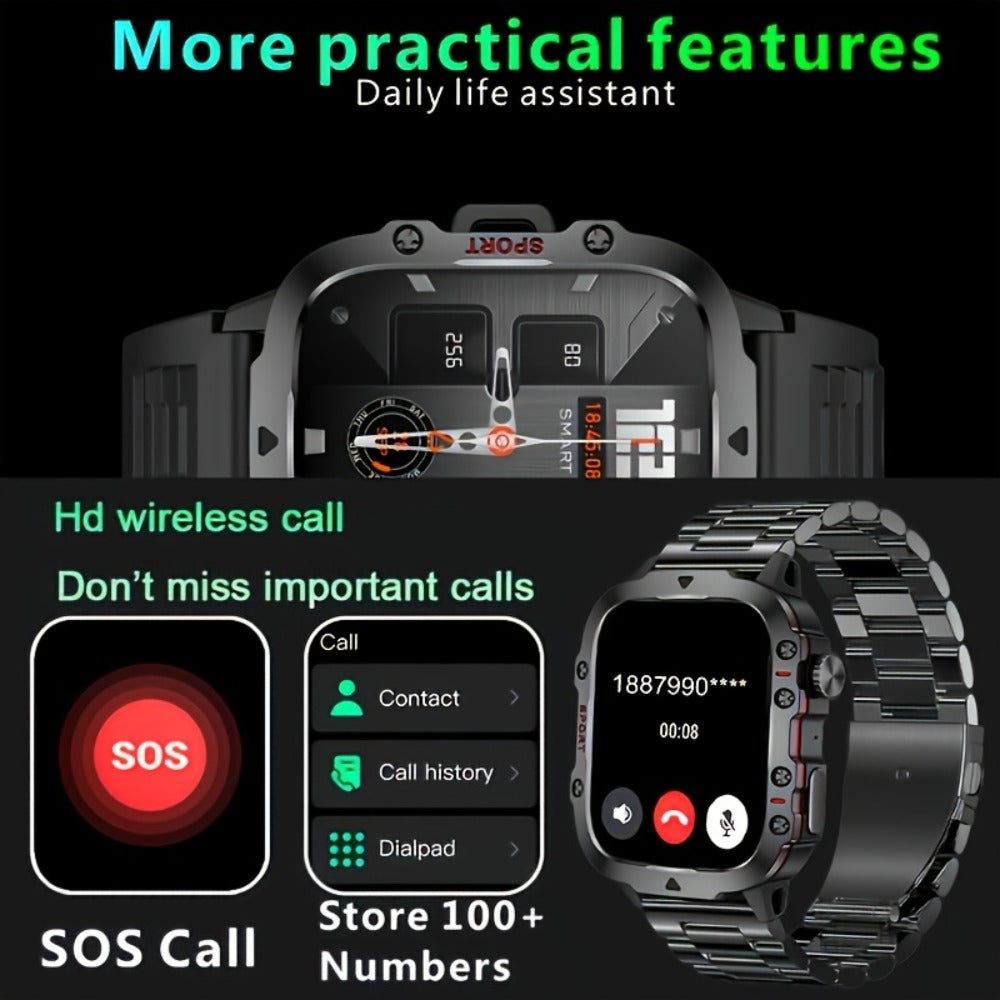 Illumination Light Smartwatch K33 Khaki – Full Touch, 100+ Sport Modes, Wireless Calling, Music Playback, Remote Camera, Weather Forecast, Alarm & Custom Watch Faces – Unisex Silicone Strap