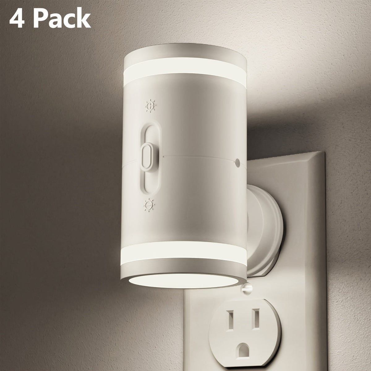 LED Night Light Plug In Dusk to Dawn Sensor – 5-120LM Adjustable Brightness, 3 Color Temperatures, Modern Plug-In Night Lights for Hallway, Bedroom, Staircase, Bathroom & Toddler Room, 2 or 4 Pack