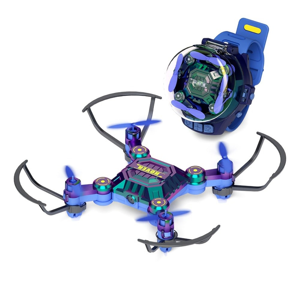 Watch Case Mini Drone for Kids with 2 Rechargeable Batteries – RC Quadcopter Stable Hover Indoor Outdoor Beginner Flying Toy Gift for Boys Girls Birthday Christmas Halloween Blue Green Black