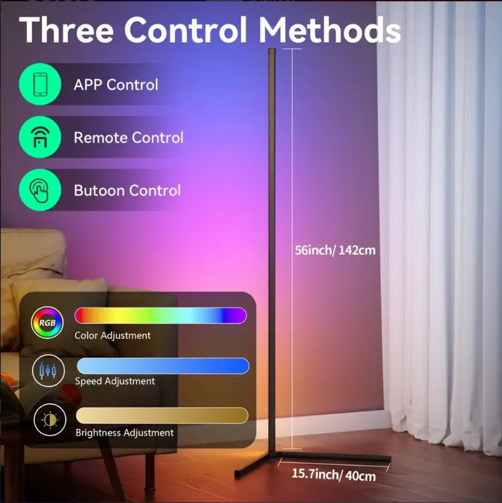 RGB Smart Floor Lamp 56 Inch – 16 Million DIY Color Changing with App & Remote Control, Music Sync, 4 Modes, USB Powered for Game Room, Christmas & Halloween Decor (1, 2 or 4 Pack)