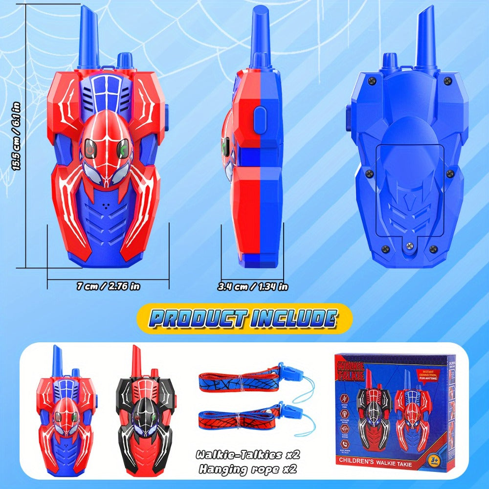 Spider Walkie Talkies for Kids, 2-Pack with Push-to-Talk and Lanyard Holes