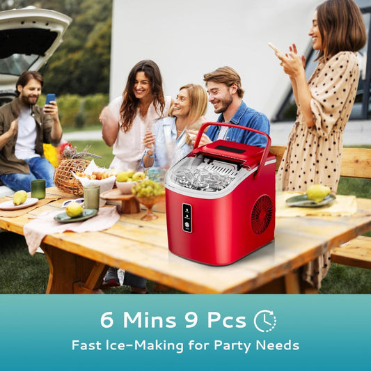 Countertop Bullet Ice Maker with 2 Ice Sizes, Self-Cleaning and Carry Handle