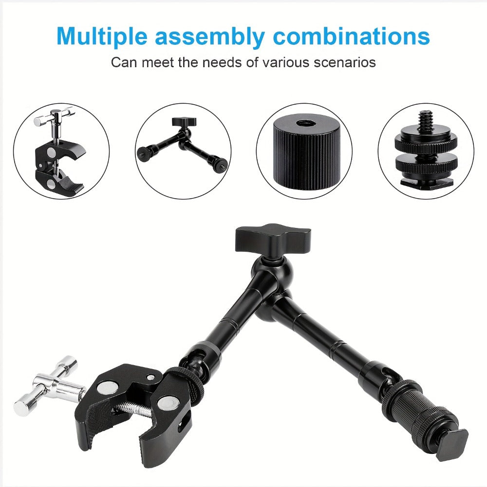 Magic Arm 11 Inch Friction Articulating with Super Clamp – Camera Arm for DSLR, LCD Monitor, LED Light, Photo Studio, Streaming & Outdoor Camping Fishing Mount