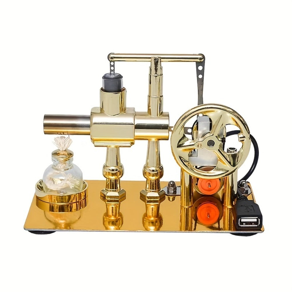 Stirling Engine Generator Kit Single Cylinder Stainless Steel – Real Working Heat Engine Model Generates Electricity, STEM Physics Experiment Toy Educational Science Gift for Teens Adults Engineers Ages 14+