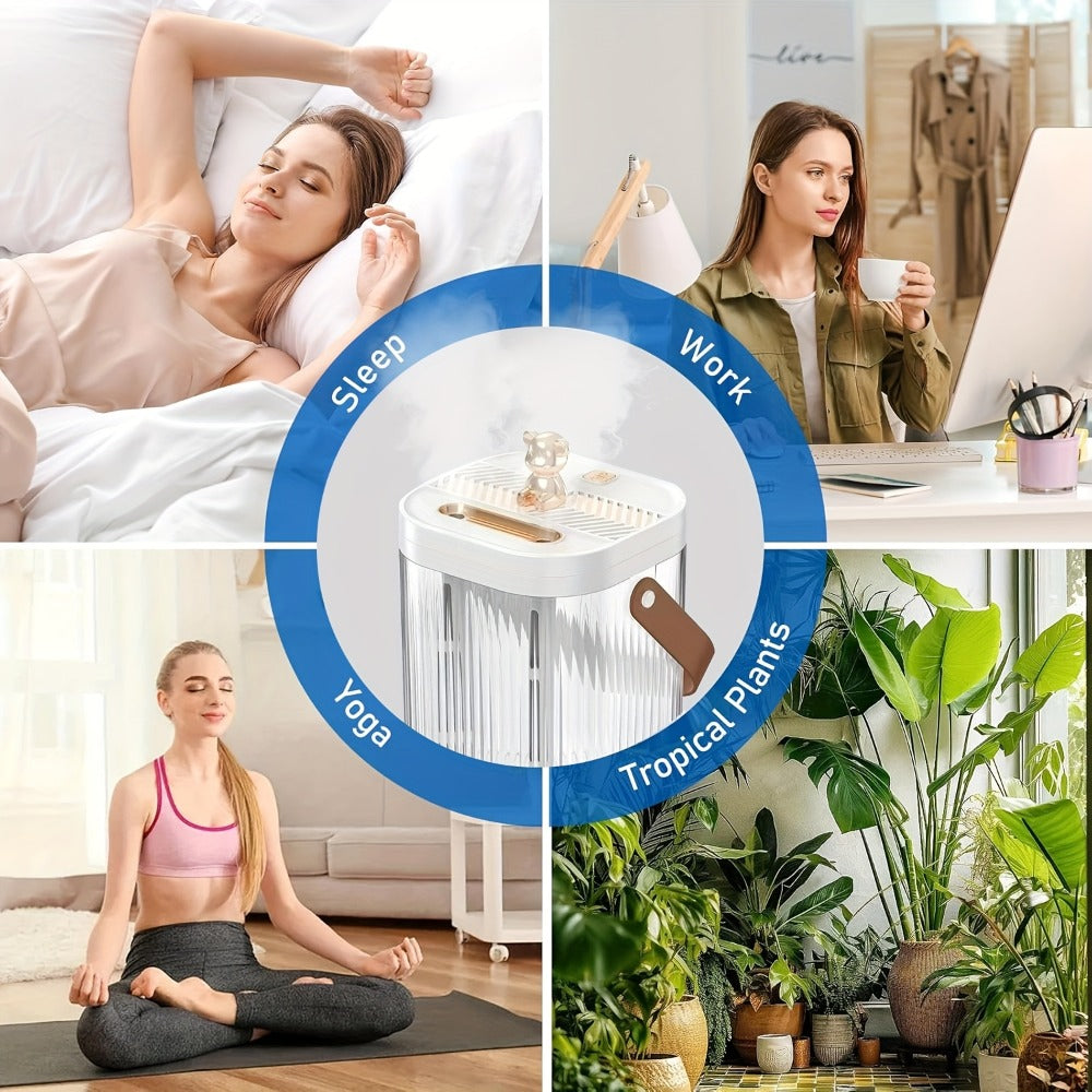 Large Humidifier 2L Smart 2-in-1 with Night Light – Dual Nozzle, 3 Mist Modes, Auto Shut-Off, Dry Burn Protection, Silent Operation, Covers 215 Sq Ft, for Bedroom, Baby Room & Office (Green)