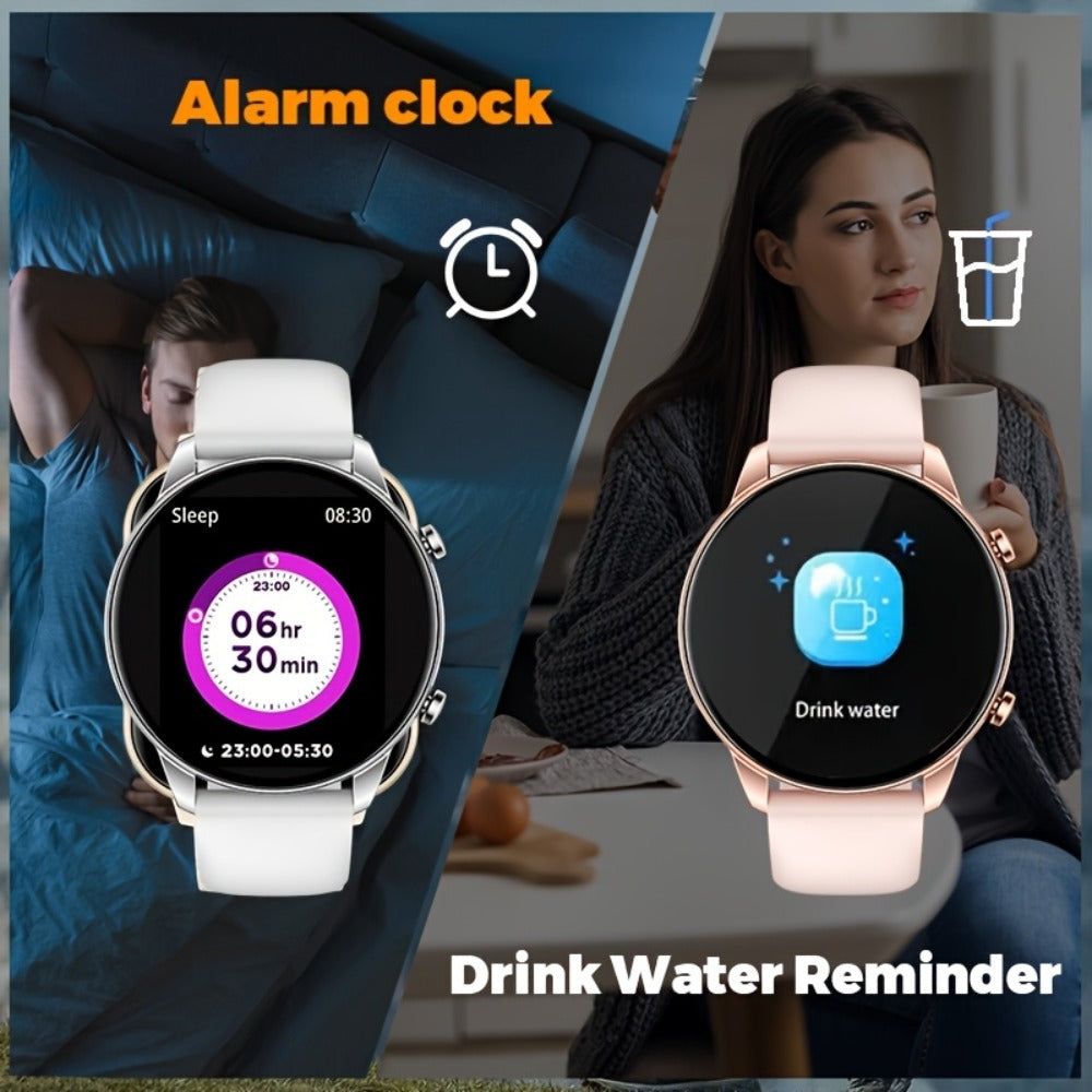 Round Dial Smartwatch 2.01 Inch Large Screen Wireless Calling 100 Sport Modes Sleep Monitor Built-In Games Weather Calculator Pedometer Heart Rate Fitness Tracker Android iPhone Compatible Men Women Steel or Silicone Band Black Silver