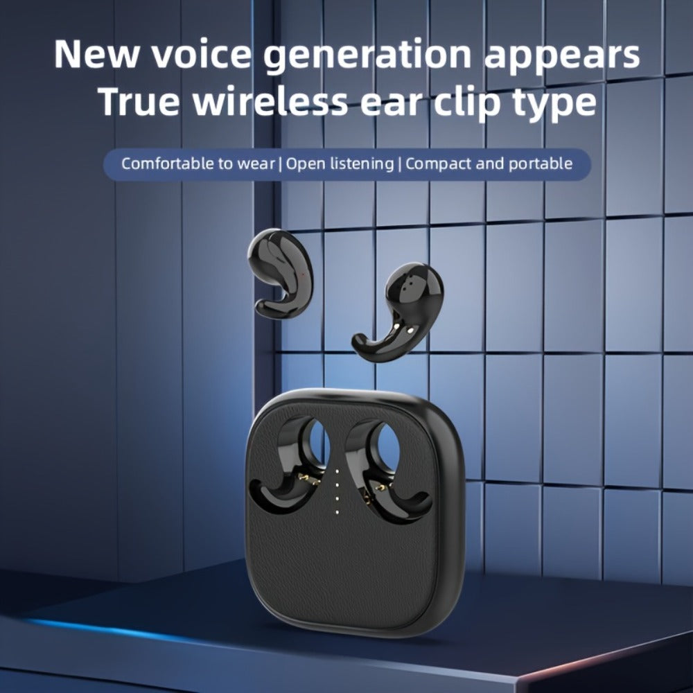 Semi-In-Ear Wireless Headphones 360-Degree Stereo Surround Sound, Black Tech Design High-Fidelity Audio, Rechargeable Lithium-Polymer Battery Type-C Charging, Long Battery Life Earphones for Music Work Travel Daily Use