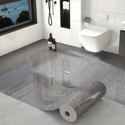 Peel and Stick Floor Tile Sticker, Marble-Look Vinyl Roll with Pattern Options