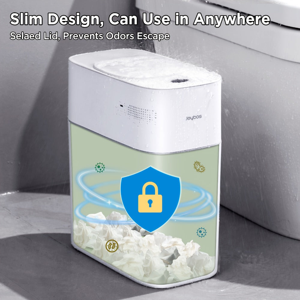 Touchless Trash Can 3.8 Gal 14L Infrared Motion Sensor – Auto-Open Lid, Wind Adsorption Auto-Expand Bag, Slim Odor-Sealing Design for Kitchen Bathroom Office Bedroom | 1PC & 2PC Bundle | White