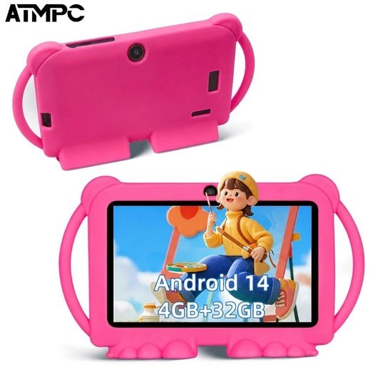 Kids Tablet 7 Inch Android 14 with 4GB RAM 32GB ROM, IPS Eye Protection Screen, Parental Controls & Pre-Installed Apps – WiFi Learning Tablet for Boys & Girls Ages 3-10