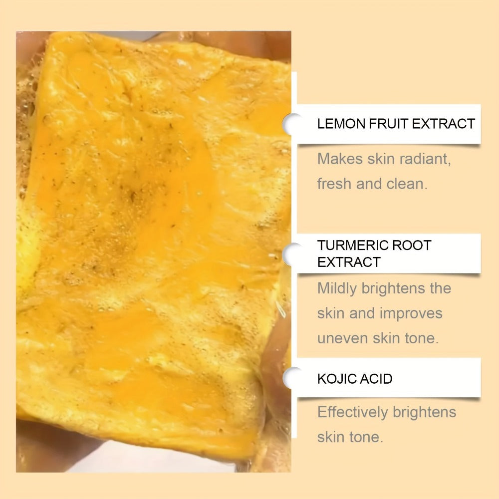 Turmeric Kojic Acid Soap Bar with Lemon Honey Natural Handmade Brightening Soap 12 Bars 100g Each with Bubble Net for Dark Spots Hyperpigmentation Glowing Skin Face Body All Skin Types