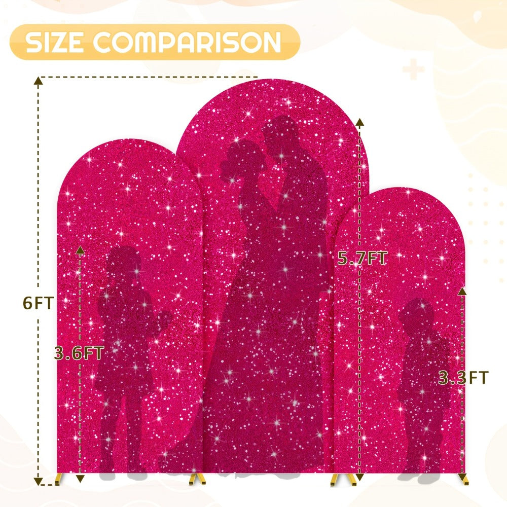 Sequins Wedding Arch Cover Set of 3 Sizes 4ft 5ft 6ft Metallic Spandex Arch Backdrop Cover Payette Glitter Arch Stand Cover for Wedding Birthday Party Decoration