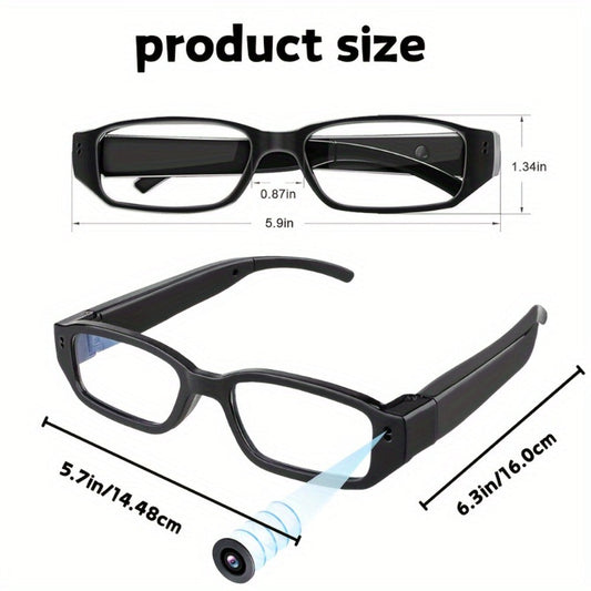 Camera Glasses with 1080p Video, Motion Detection & USB Charging
