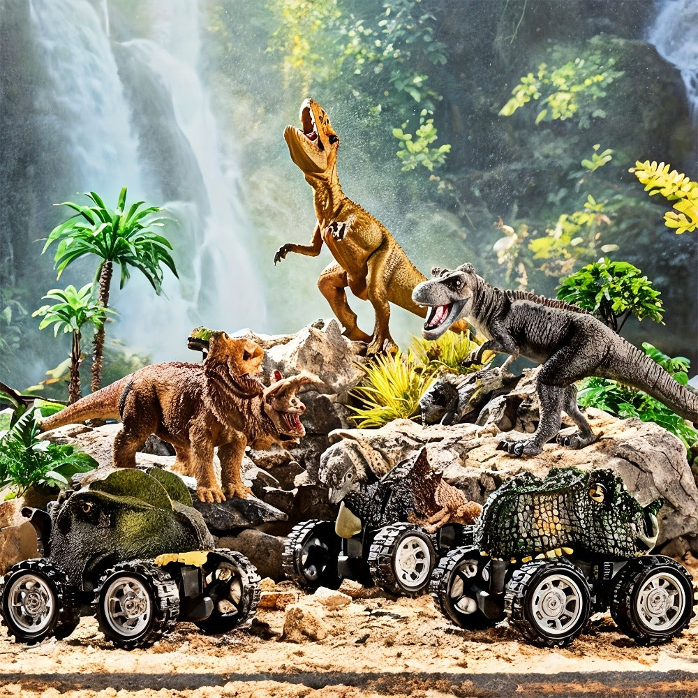Dinosaur Transport Truck Toy Set with Figures, Cars, Lights and Sounds