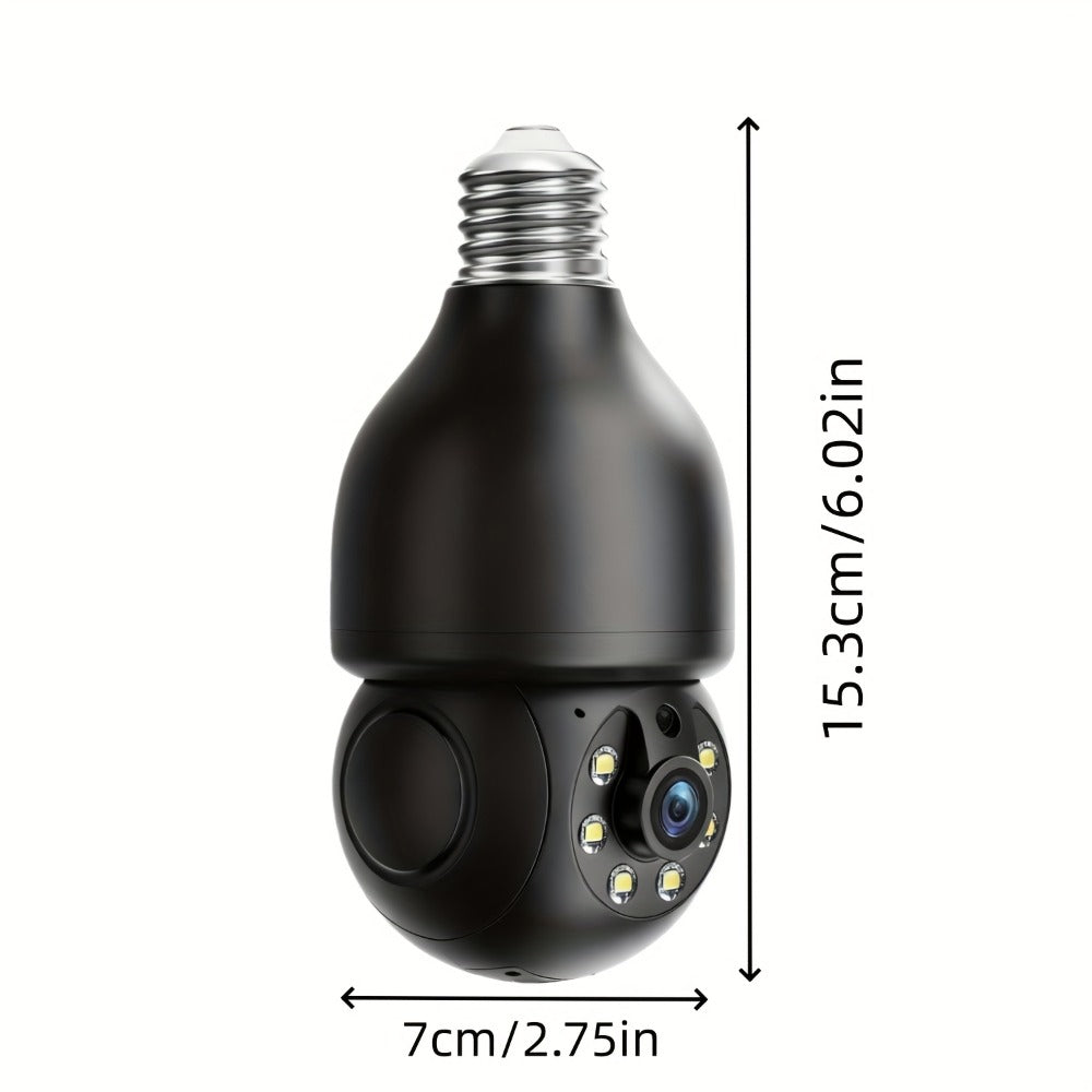 Smart Bulb Security Camera 5MP 360° Panoramic Pan-Tilt with Pet & Cat Dog Monitoring, Color Night Vision, Motion Detection Alarm, Two-Way Audio & Dual-Band WiFi 2.4G & 5G – Wireless Indoor Surveillance