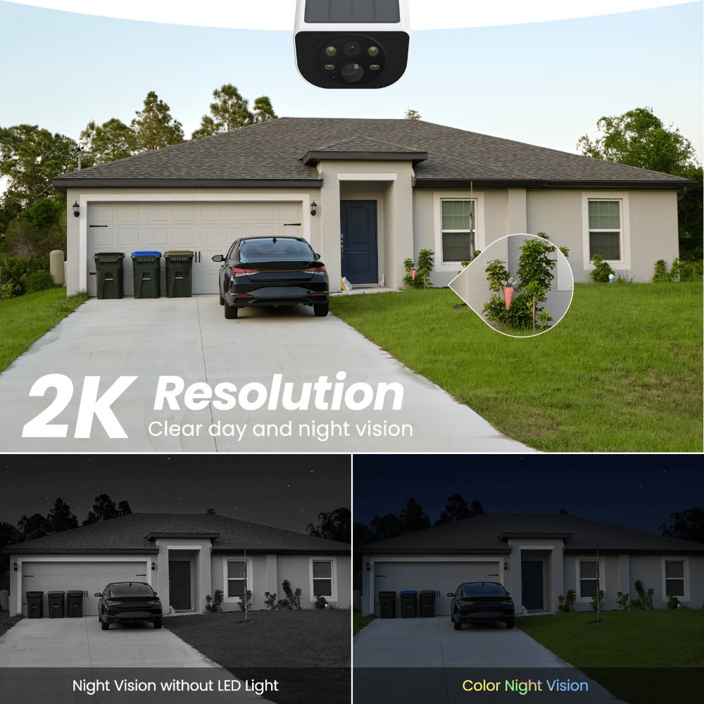 Wansview 2K Solar Outdoor Security Camera, Alexa & Google Home Compatible, Dual Night Vision Color & IR, PIR AI Human Body Detection, IP65 Weatherproof, SD & Cloud Storage – Wire-Free Smart CCTV