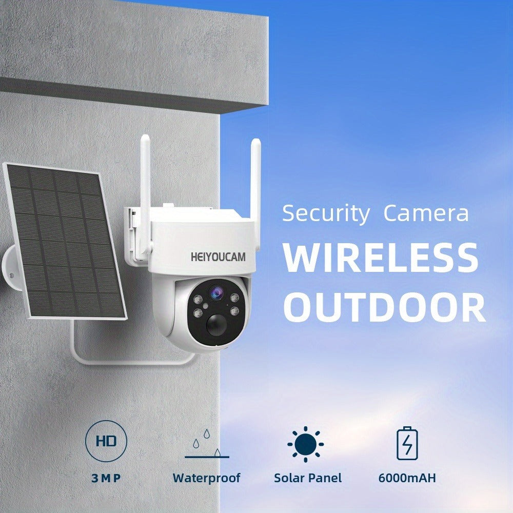 360° Solar PTZ Outdoor Security Camera 3MP, AI Human Auto-Tracking, Smart Siren Alarm, Spotlight Color Night Vision, Two-Way Audio, Weatherproof WiFi – Wire-Free Solar CCTV with Active Deterrent
