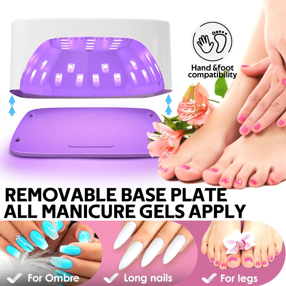 LED Nail Lamp Rechargeable HD Display Smart Nail Dryer Fast Cure All Gel Polish UV Light Cordless Portable Low Heat Mode Home Salon Professional Manicure Pedicure Tool White