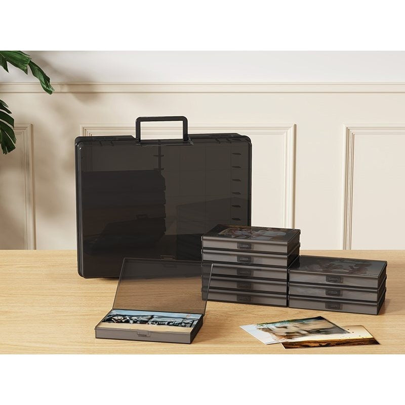 4x6 Photo Storage Box with 14 Inner Photo Keeper Cases Holds 1400 Photos Clear Plastic Photo Organizer with Lids Label Stickers BPA-Free for Cards Pictures Stamps Craft Office Supplies