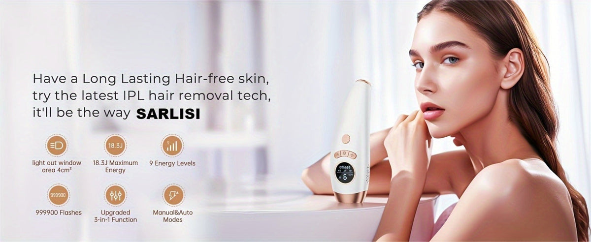 IPL Hair Removal Device for Women & Men 999,900 Flashes — Permanent At-Home Hair Remover 9 Energy Levels Painless Full Body Legs Arms Bikini Underarms Face, 94% Hair Loss in 4-6 Weeks