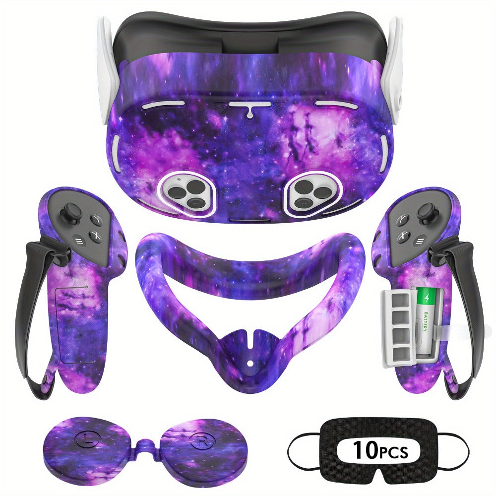 Meta Quest 3S Silicone Cover Set - VR Face Cover Shell Controller Grip Case Camera Lens Protector Full Protection Accessories Kit for Meta Quest 3S