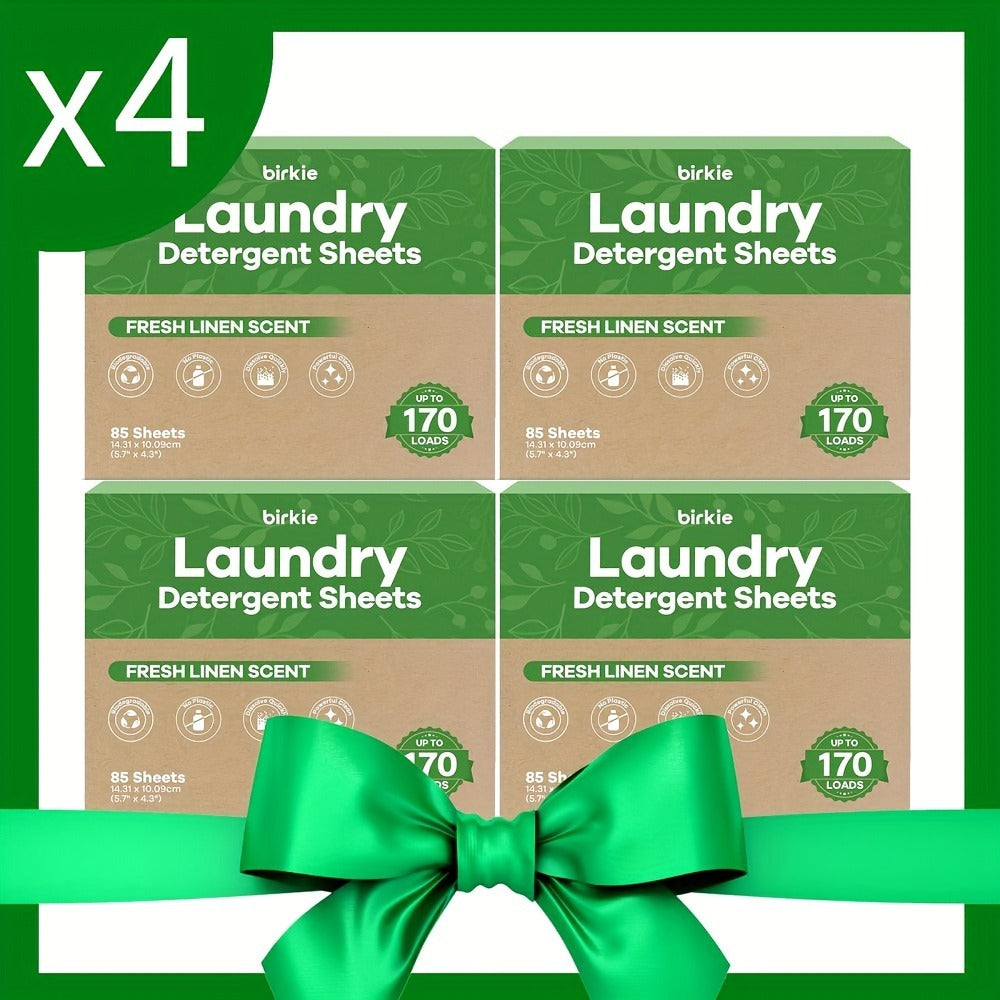 Laundry Detergent Sheets 85 Sheets 170 Loads – Liquid-Free Eco Laundry Strips, No Plastic Jug, Fresh Linen Scent, HE & Standard Washer Compatible
