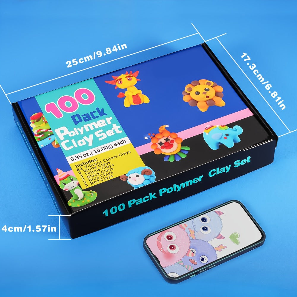 Oven-Bake Polymer Clay Kit in 50- or 100-Piece Options for Craft Projects