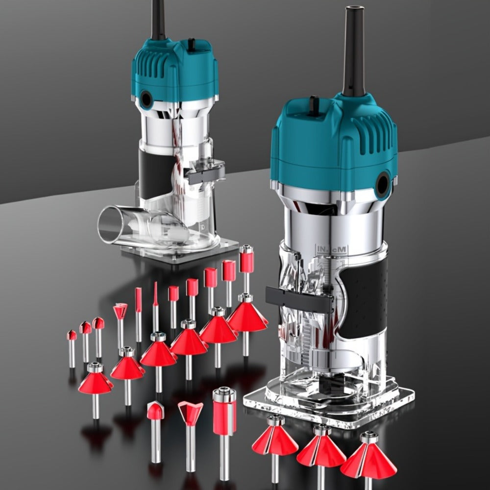 Wood Router 800W Trim Router for Woodworking - 35000RPM Electric Router with Edge Guide, Roller Guide, 6-Speed Adjustment for Precise Trimming, Profiling & Milling