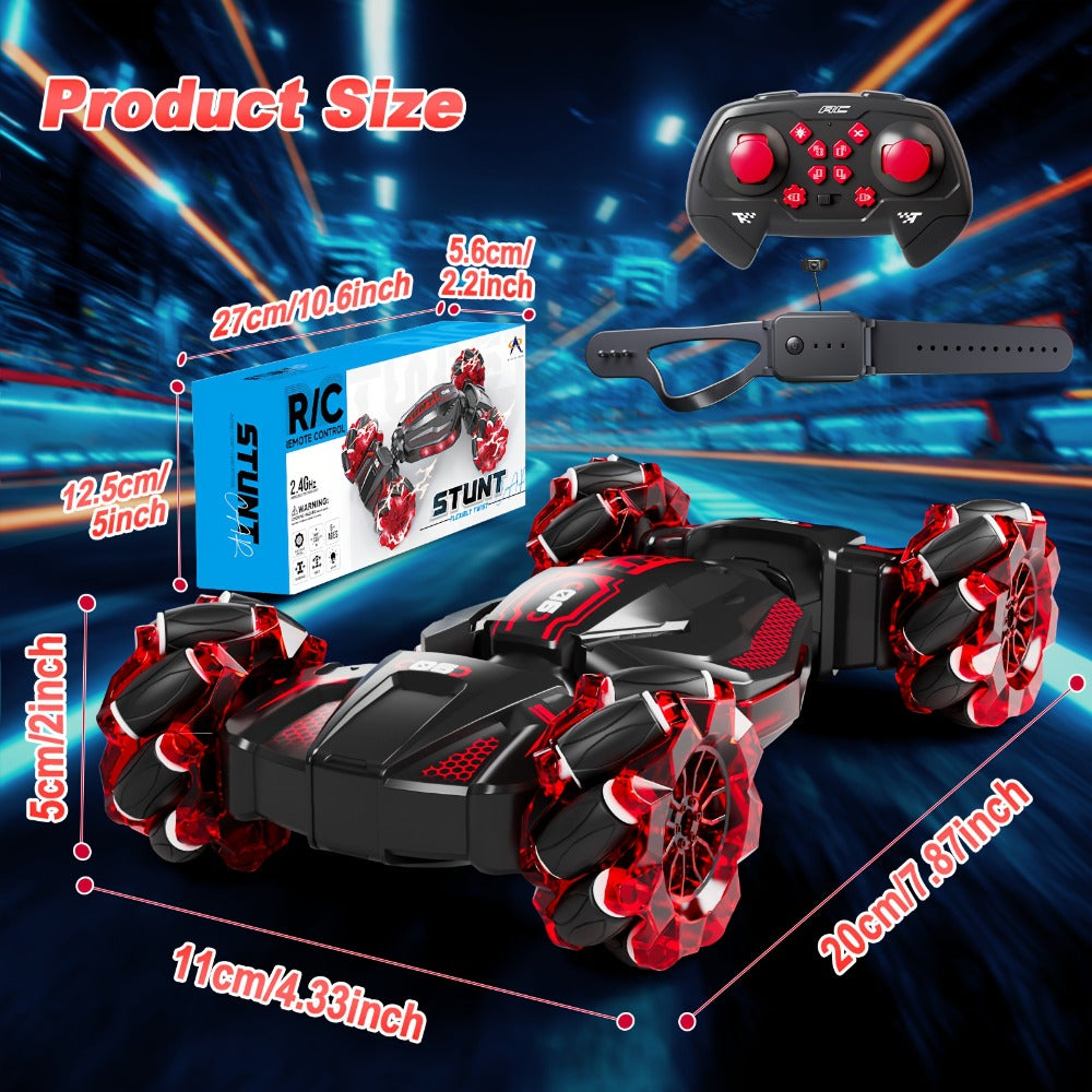 1:24 8WD RC Stunt Car with Dual Remote Control, LED Lights, and 28 km/h Speed