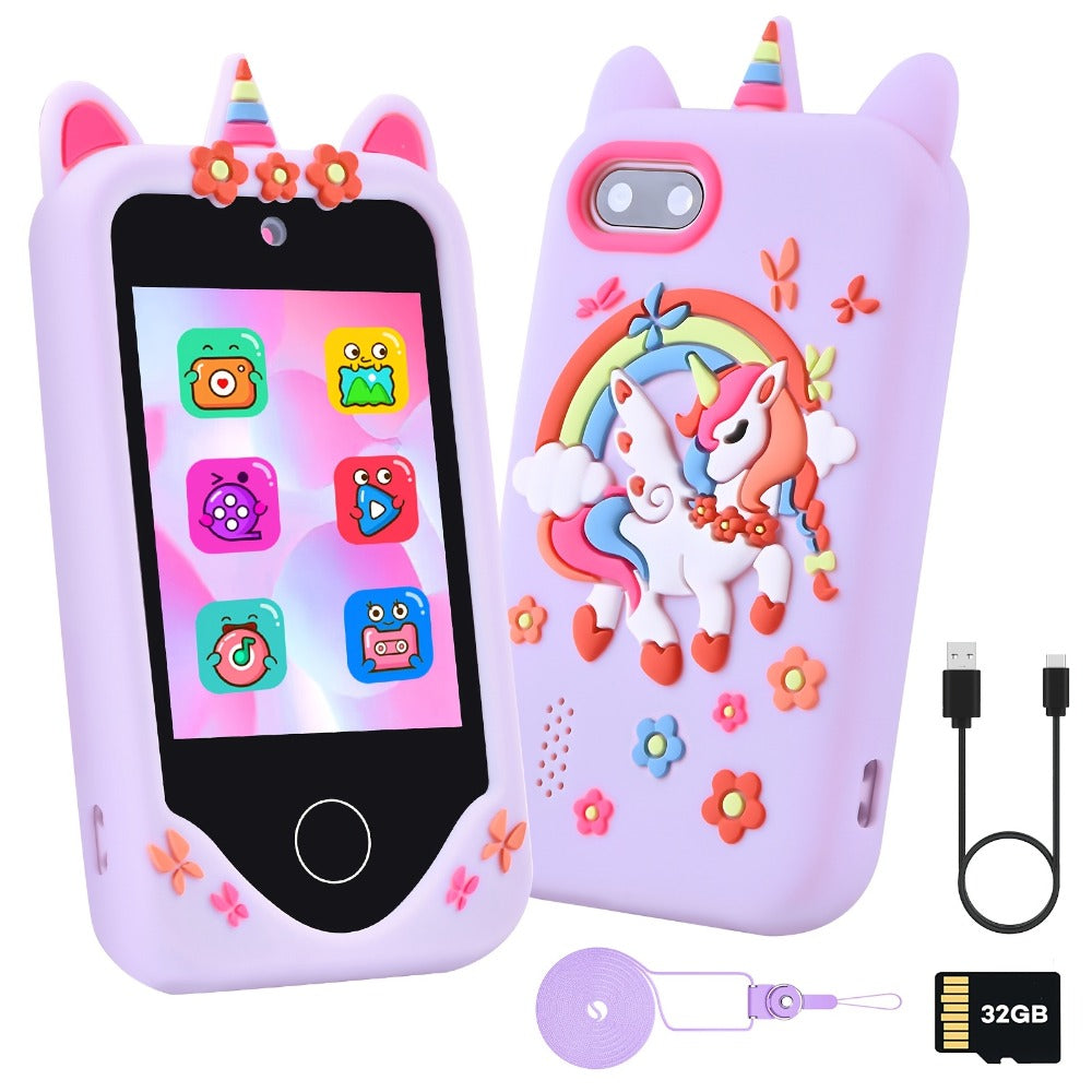 Kids Toy Phone with Touchscreen and Dual Camera, Pink or Purple Options