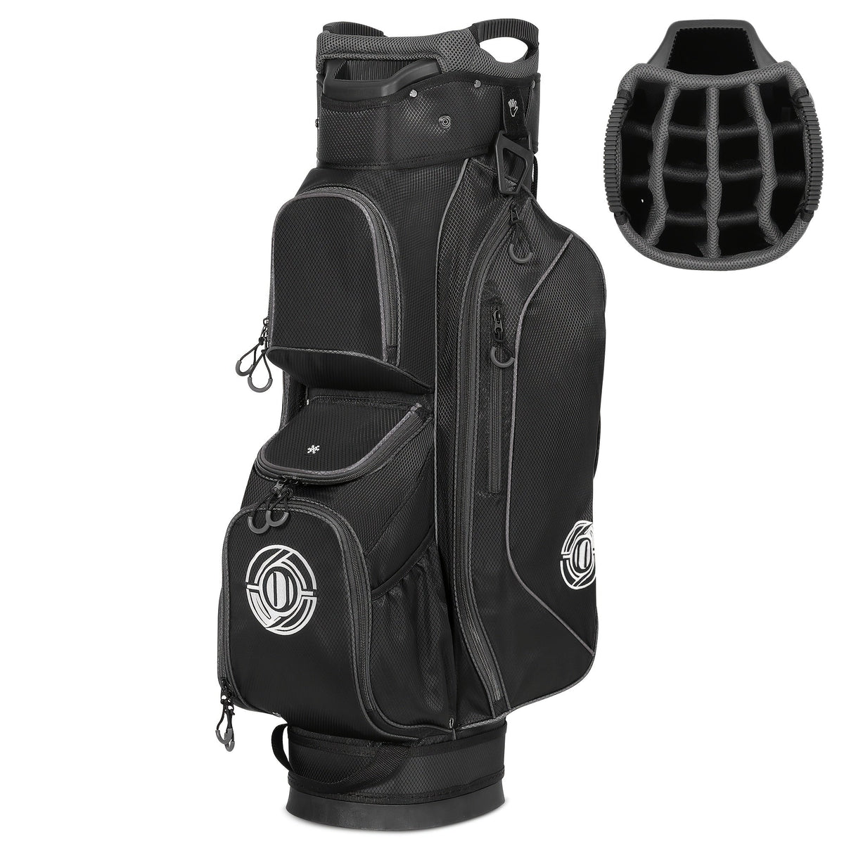 Golf Cart Bag 14-Way Full Length Dividers Protect Clubs 8 Zippered Pockets Cooler Pocket Valuables Pocket Ergonomic Shoulder Straps Rain Cover Water Repellant Unisex Professional Golf Bag Multiple Colors