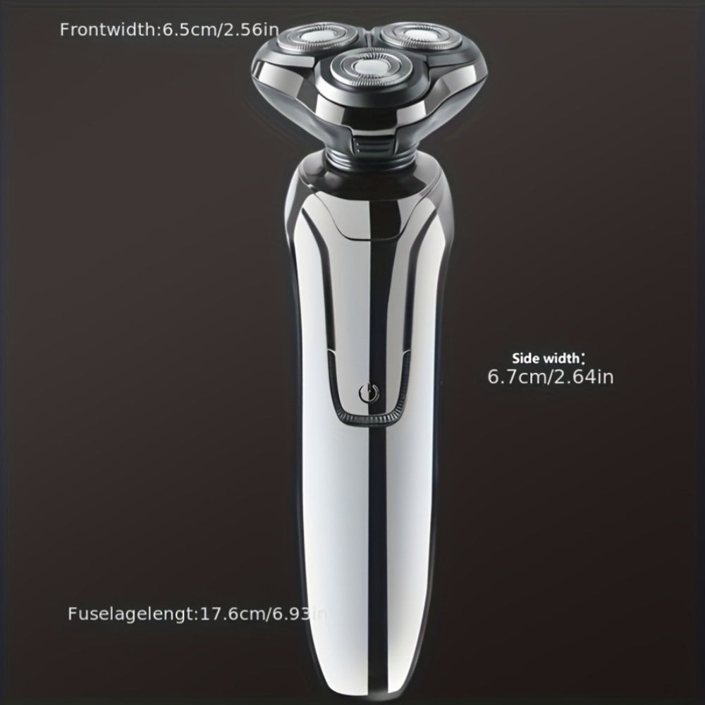 Electric Shaver for Men 4D Floating Triple Blade Waterproof — Wet Dry Razor with LED Battery Display & Type-C Fast Charging, High-End Close Shave Grooming Gift for Dad Husband