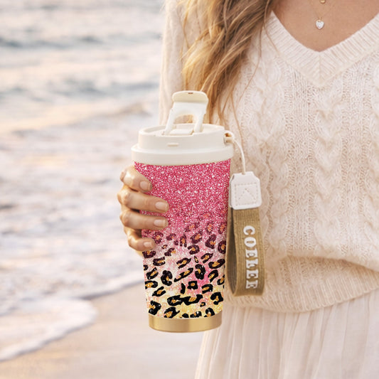 Insulated Stainless Steel Tumbler, 18 oz with Double Walls and Foldable Straw Lid