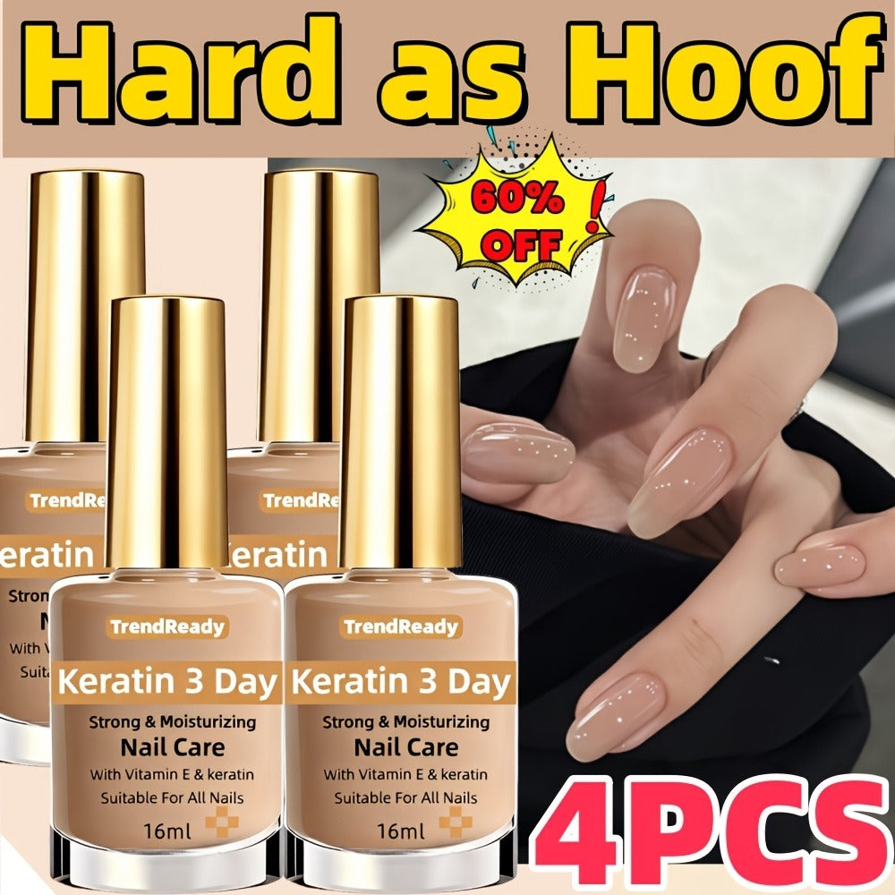 Nail Strengthener 4-in-1 Keratin Protein Hardener for Weak Splitting & Breaking Nails – Fast Dry Alcohol-Free Nail Care Oil Instant & 3-Day Repair Manicure Treatment 2pcs & 4pcs