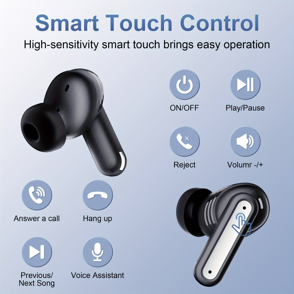 ENC Sports Wireless Earbuds ANKRIYUL Stereo Headphones Environmental Noise Cancellation Charging Case Compatible Smartphone Laptop TV Music Calls Earphones Black
