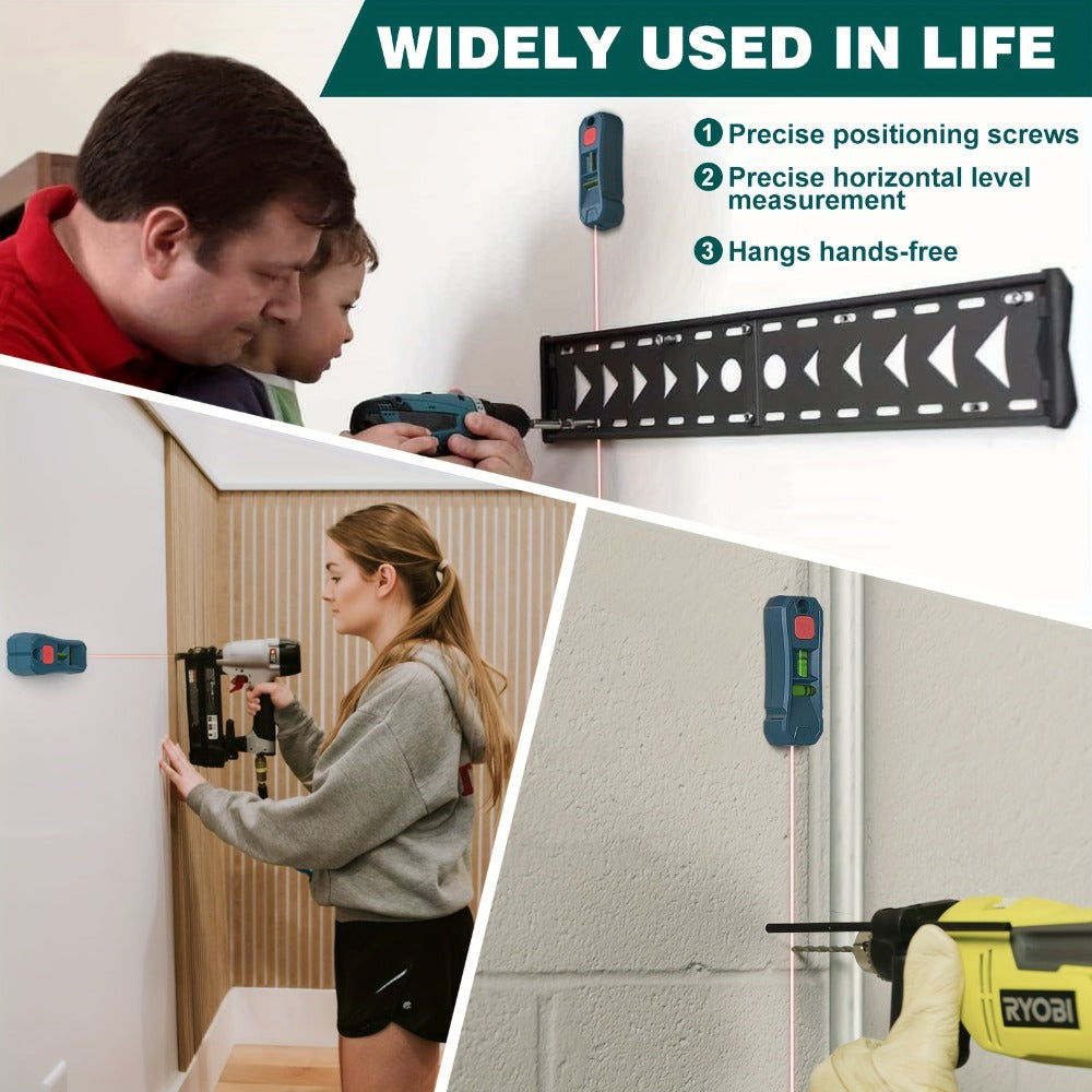 Magnetic Stud Finder with Laser Level – High Brightness Laser Marker, Horizontal & Vertical Bubble Level, Wall Detector for Drywall & Wood, Nail Locator for Hanging Pictures & Home Renovation