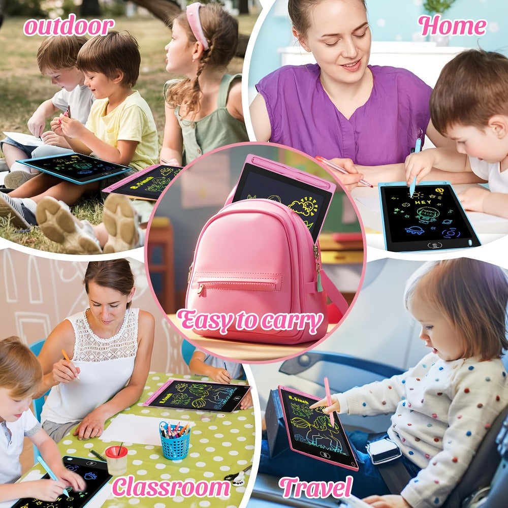 LCD Drawing Tablet with Stylus 2 Pack – 8.5 Inch Reusable Doodle Pad for Kids, Blue & Pink, Battery-Powered Educational Toy, Birthday & Holiday Gift for Boys & Girls
