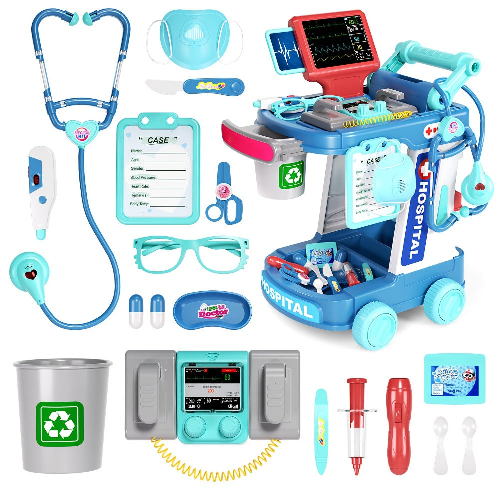 Kids Doctor Play Set with Medical Trolley for Pretend Clinic Role-Play