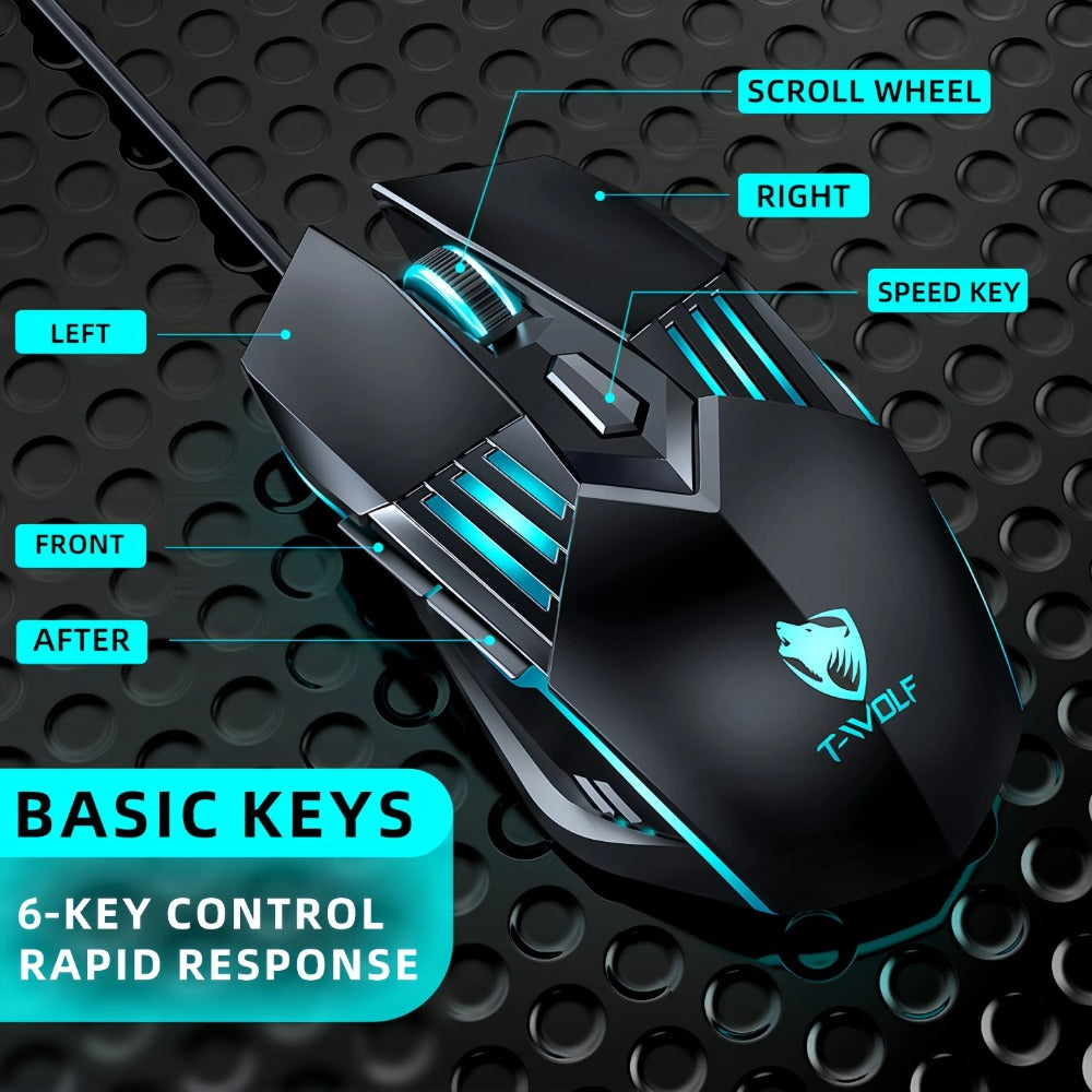Programmable RGB Gaming Mouse Wired Ergonomic Pro-Grade with Turbo Click Multi-Mode DPI Sensitivity Dynamic RGB Lighting Forward Back Buttons USB Plug & Play for PC Laptop Mac Multiple Models
