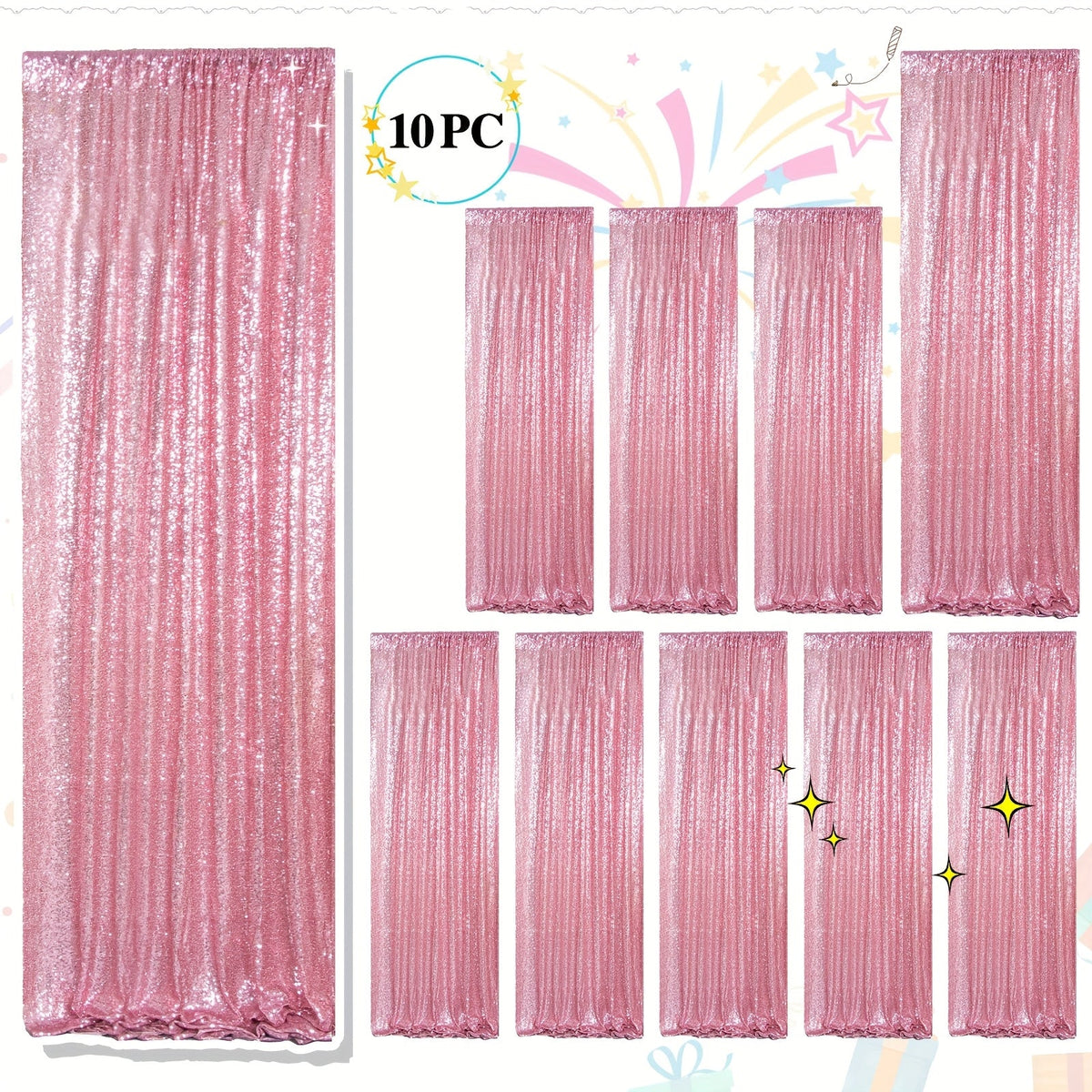Sequin Backdrop Curtains 2FTx8FT Glitter Photography Background Panels for Party Wedding Birthday Stage Decoration Gold Yellow Shimmer Curtain Set 4 6 10 Panels Available