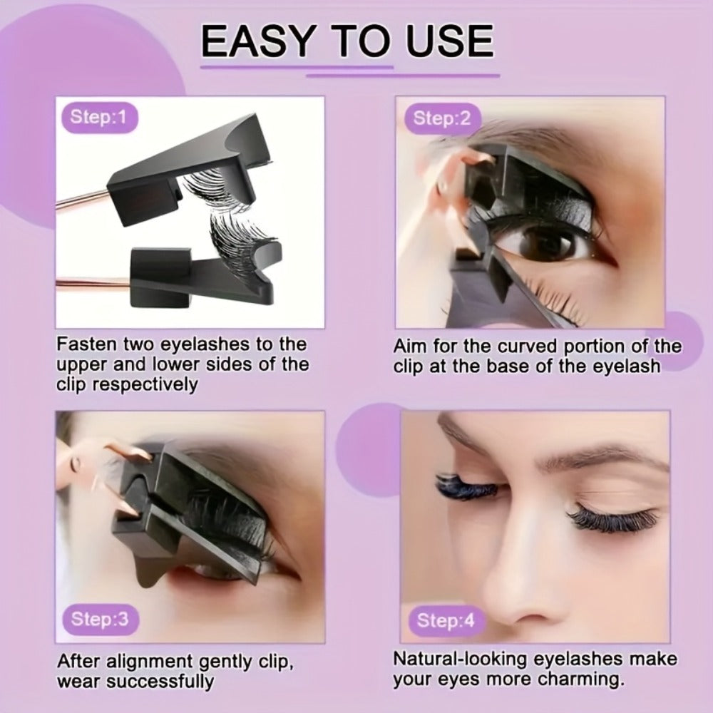 8-Pair Glue-Free Dual Magnetic False Eyelashes 3D Reusable Set — No Eyeliner Needed, Waterproof, Includes Applicator Clip, Natural Look for Daily Wear & Special Occasions